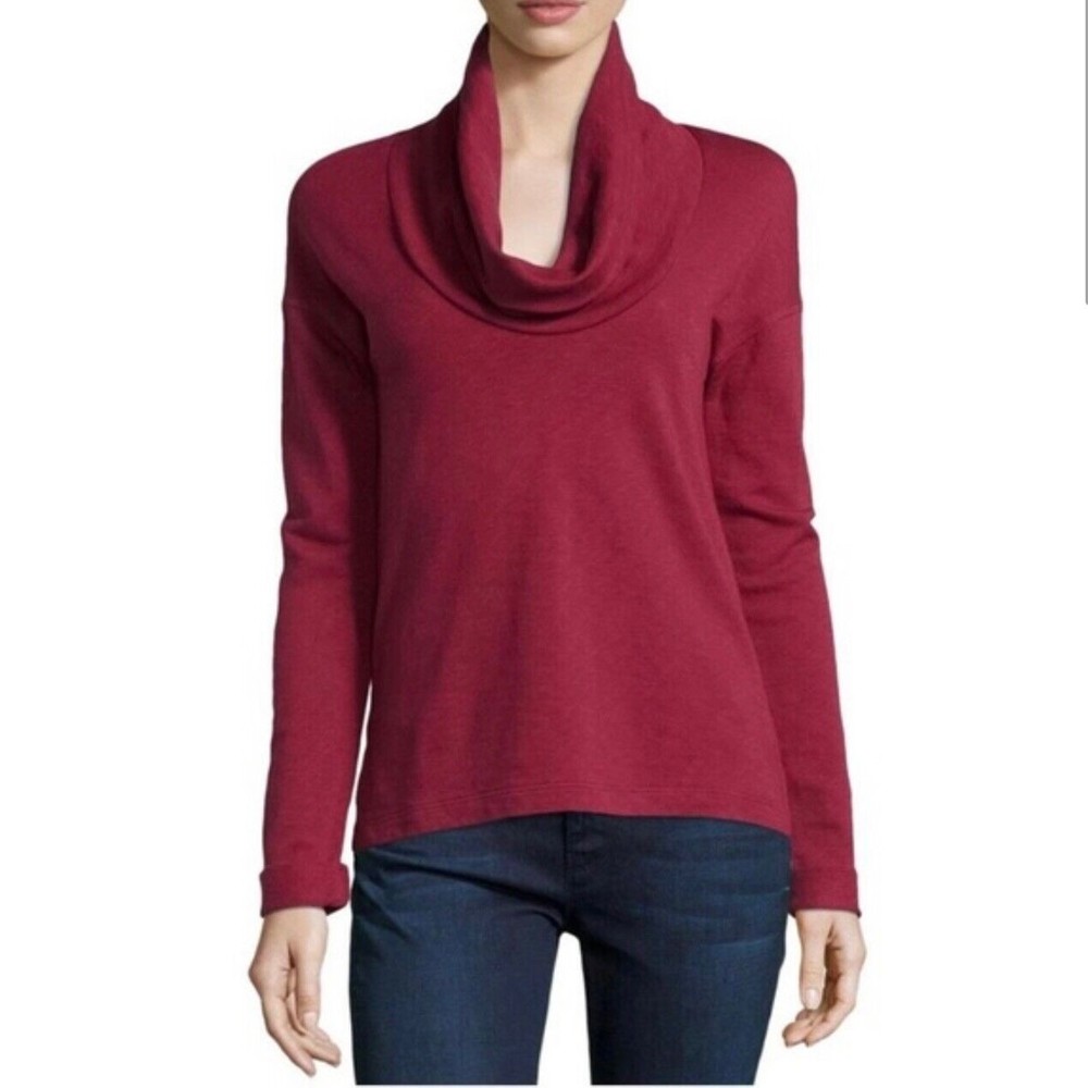 Standard James Perse 4 XL Burgundy Red Bateau Cowl Neck Long Sleeve Sweater Top